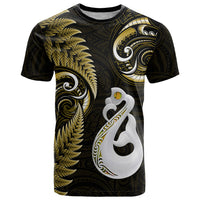Personalised New Zealand T Shirt Aotearoa Silver Fern With Manaia Maori Unique Gold - Wonder Print Shop