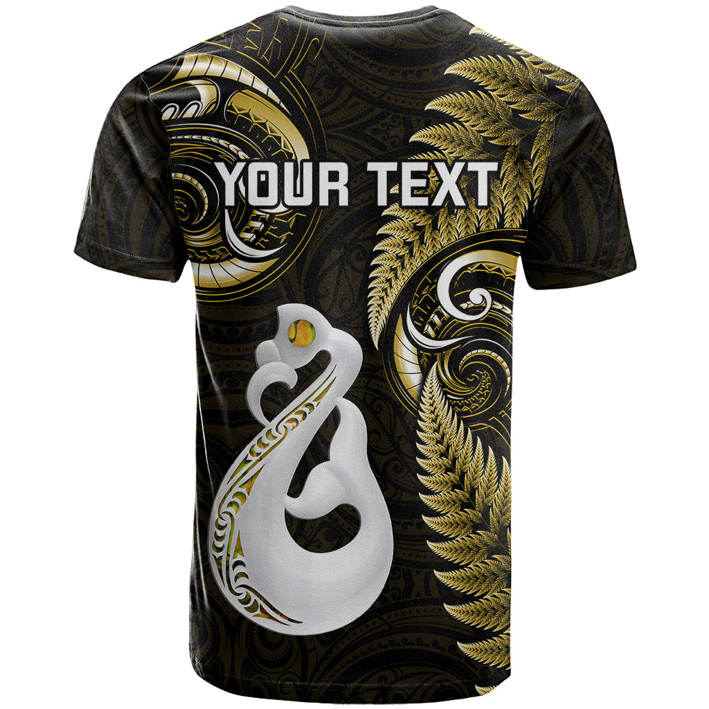 Personalised New Zealand T Shirt Aotearoa Silver Fern With Manaia Maori Unique Gold - Wonder Print Shop