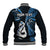 Personalised New Zealand Baseball Jacket Aotearoa Silver Fern With Manaia Maori Unique Blue - Wonder Print Shop