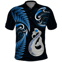 Personalised New Zealand Polo Shirt Aotearoa Silver Fern With Manaia Maori Unique Blue - Wonder Print Shop