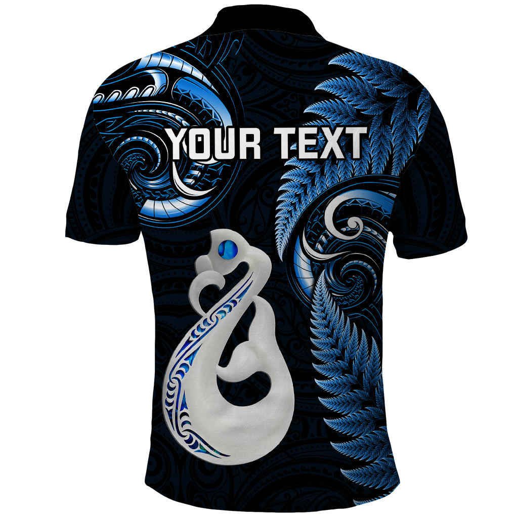Personalised New Zealand Polo Shirt Aotearoa Silver Fern With Manaia Maori Unique Blue - Wonder Print Shop