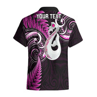 Personalised New Zealand Hawaiian Shirt Aotearoa Silver Fern With Manaia Maori Unique Pink - Wonder Print Shop