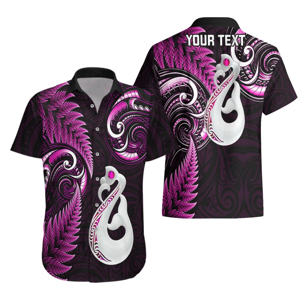 Personalised New Zealand Hawaiian Shirt Aotearoa Silver Fern With Manaia Maori Unique Pink - Wonder Print Shop