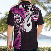 Personalised New Zealand Hawaiian Shirt Aotearoa Silver Fern With Manaia Maori Unique Pink - Wonder Print Shop