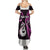 Personalised New Zealand Summer Maxi Dress Aotearoa Silver Fern With Manaia Maori Unique Pink - Wonder Print Shop