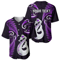 Personalised New Zealand Baseball Jersey Aotearoa Silver Fern With Manaia Maori Unique Purple - Wonder Print Shop