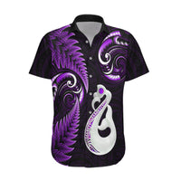 Personalised New Zealand Hawaiian Shirt Aotearoa Silver Fern With Manaia Maori Unique Purple - Wonder Print Shop