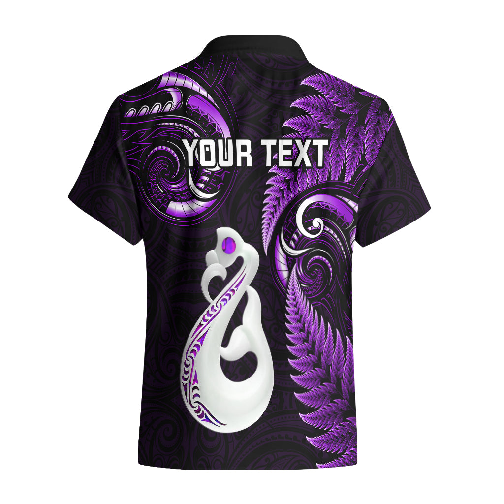 Personalised New Zealand Hawaiian Shirt Aotearoa Silver Fern With Manaia Maori Unique Purple - Wonder Print Shop