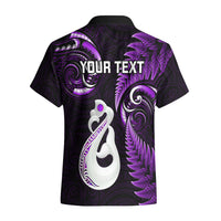 Personalised New Zealand Hawaiian Shirt Aotearoa Silver Fern With Manaia Maori Unique Purple - Wonder Print Shop