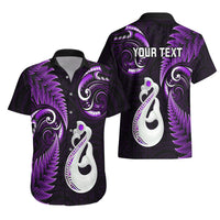 Personalised New Zealand Hawaiian Shirt Aotearoa Silver Fern With Manaia Maori Unique Purple - Wonder Print Shop