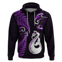 Personalised New Zealand Hoodie Aotearoa Silver Fern With Manaia Maori Unique Purple - Wonder Print Shop