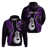 Personalised New Zealand Hoodie Aotearoa Silver Fern With Manaia Maori Unique Purple - Wonder Print Shop