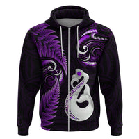 Personalised New Zealand Hoodie Aotearoa Silver Fern With Manaia Maori Unique Purple - Wonder Print Shop