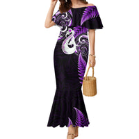 Personalised New Zealand Mermaid Dress Aotearoa Silver Fern With Manaia Maori Unique Purple - Wonder Print Shop