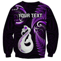 Personalised New Zealand Sweatshirt Aotearoa Silver Fern With Manaia Maori Unique Purple - Wonder Print Shop