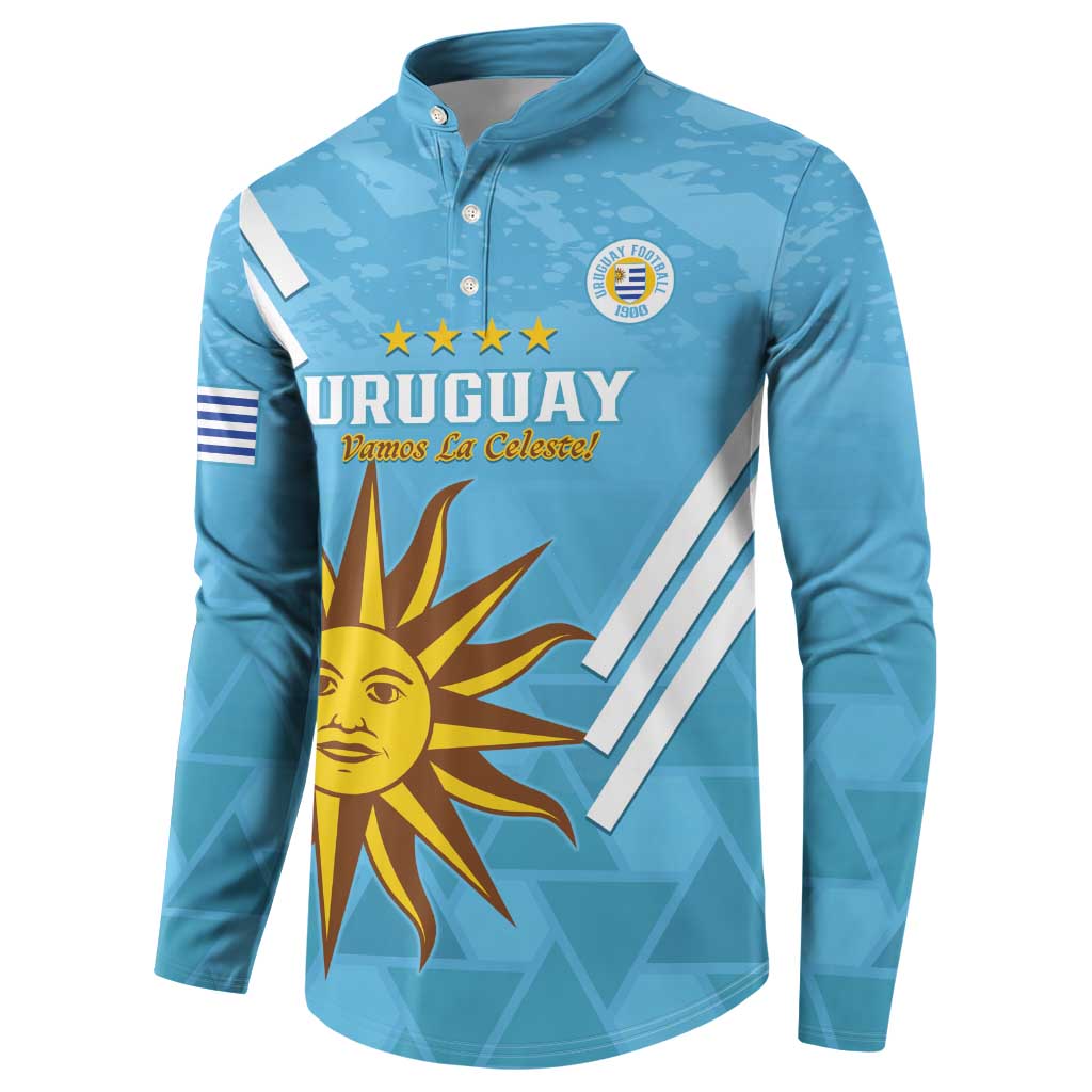 Custom Uruguay Football Button Sweatshirt 2024 Vamos La Celeste - Wonder Print Shop