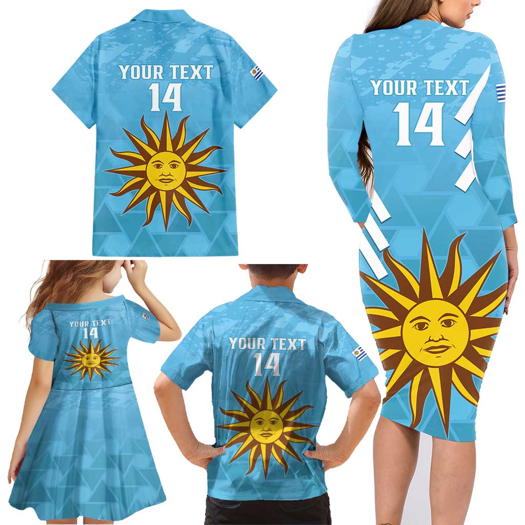 Custom Uruguay Football Family Matching Long Sleeve Bodycon Dress and Hawaiian Shirt 2024 Vamos La Celeste - Wonder Print Shop