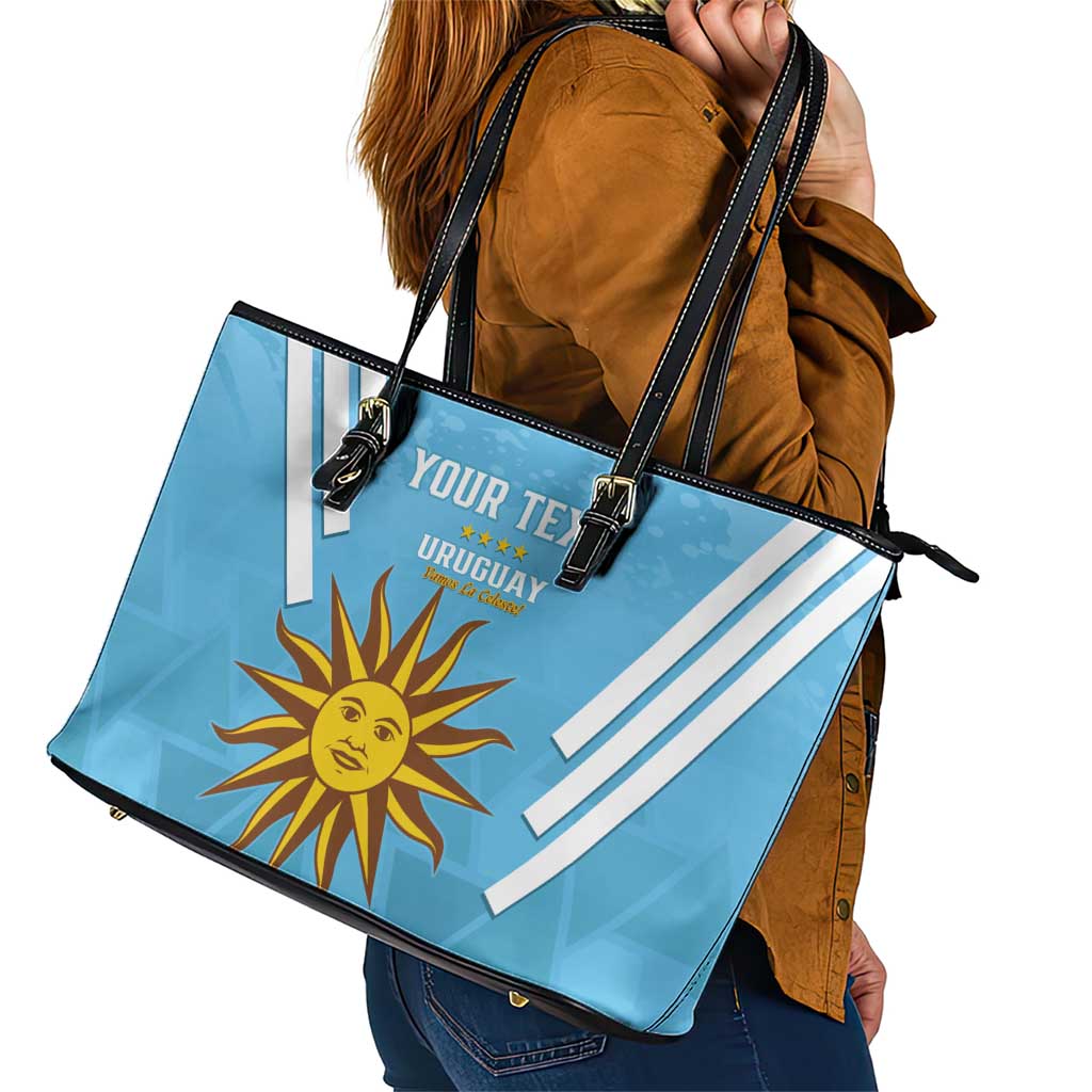 Custom Uruguay Football Leather Tote Bag 2024 Vamos La Celeste - Wonder Print Shop