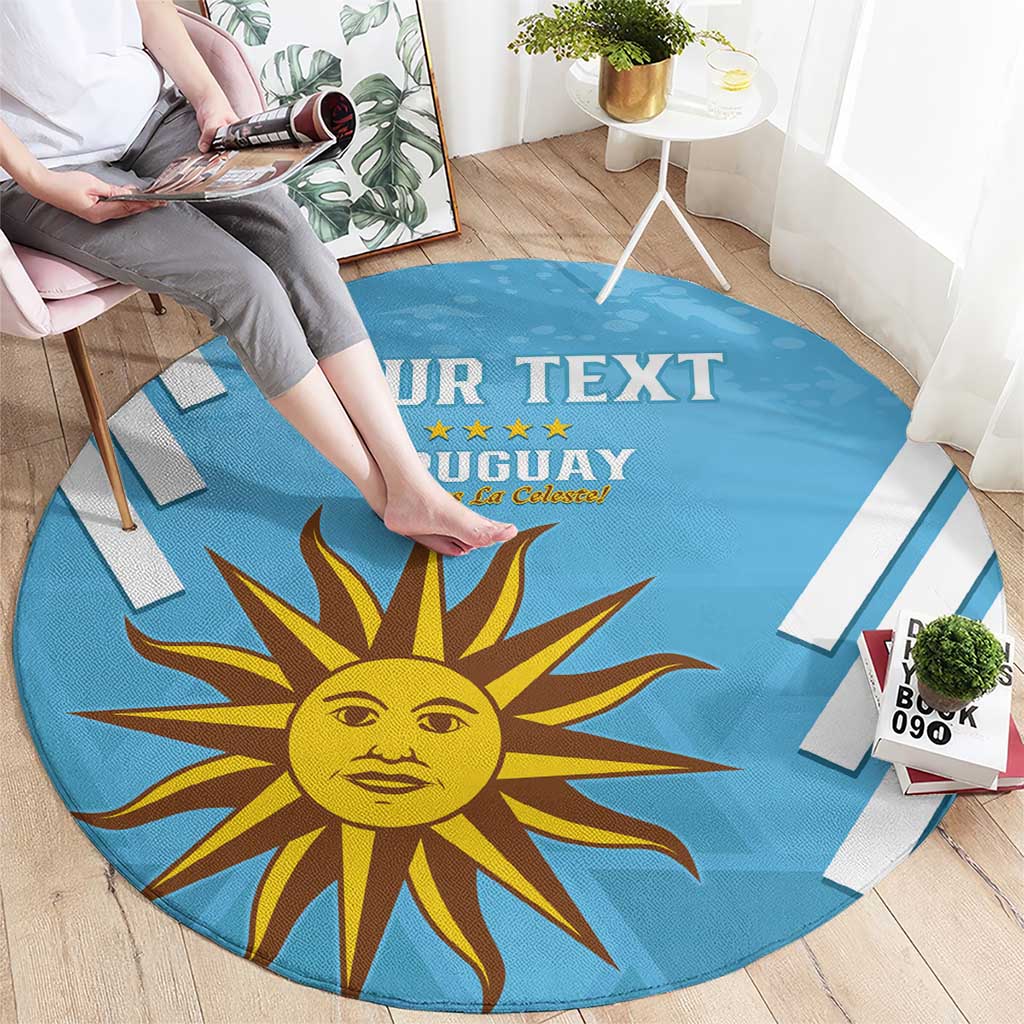 Custom Uruguay Football Round Carpet 2024 Vamos La Celeste