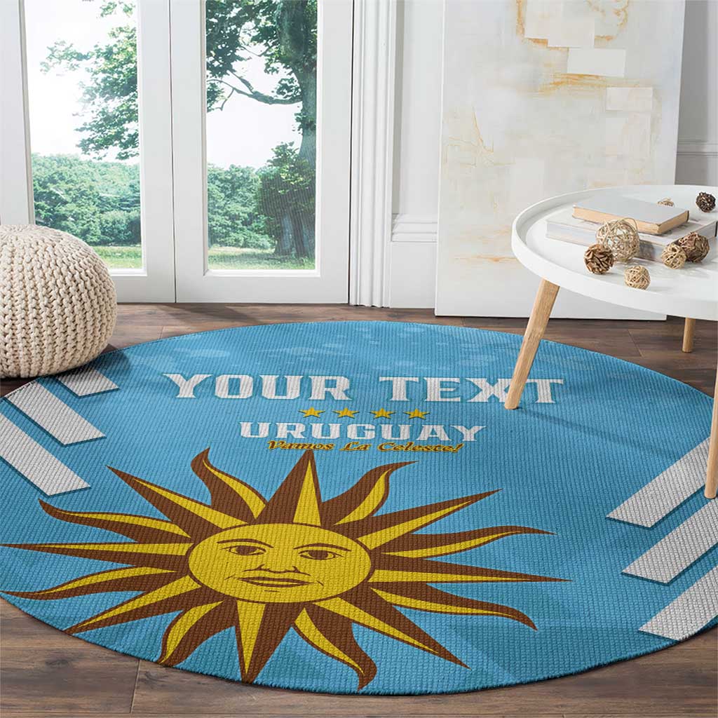 Custom Uruguay Football Round Carpet 2024 Vamos La Celeste