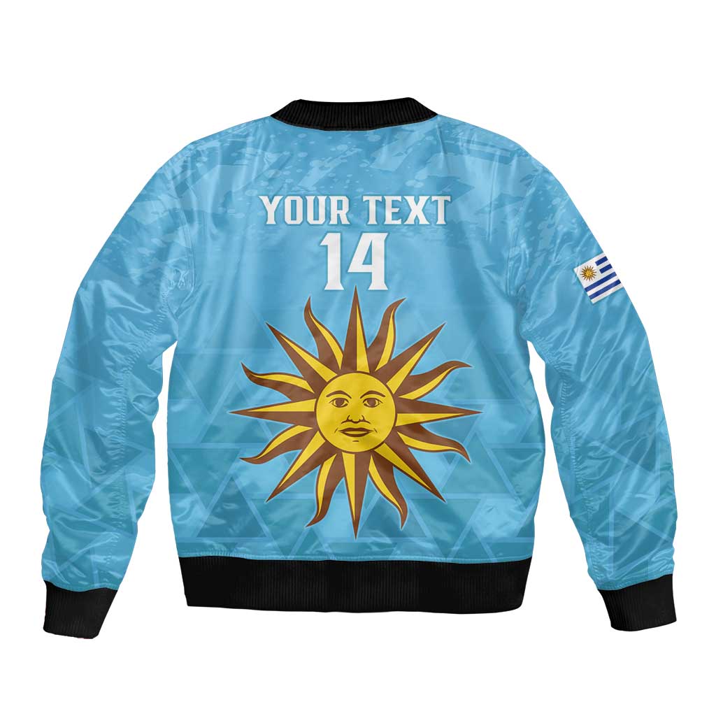 Custom Uruguay Football Sleeve Zip Bomber Jacket 2024 Vamos La Celeste - Wonder Print Shop