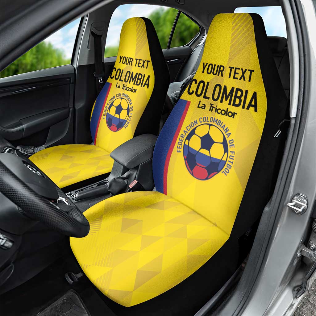 Custom Colombia Football Car Seat Cover 2024 Vamos La Tricolor - Yellow - Wonder Print Shop