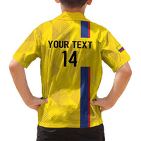 Custom Colombia Football Family Matching Long Sleeve Bodycon Dress and Hawaiian Shirt 2024 Vamos La Tricolor - Yellow - Wonder Print Shop