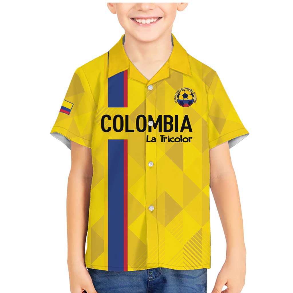 Custom Colombia Football Family Matching Mermaid Dress and Hawaiian Shirt 2024 Vamos La Tricolor - Yellow - Wonder Print Shop