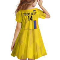 Custom Colombia Football Family Matching Off Shoulder Short Dress and Hawaiian Shirt 2024 Vamos La Tricolor - Yellow - Wonder Print Shop
