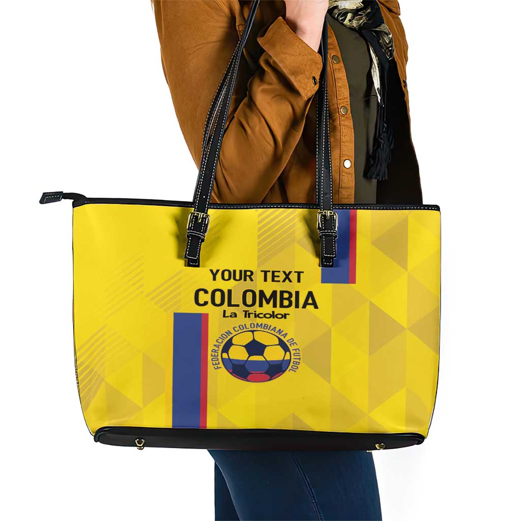 Custom Colombia Football Leather Tote Bag 2024 Vamos La Tricolor - Yellow - Wonder Print Shop