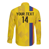 Custom Colombia Football Long Sleeve Button Shirt 2024 Vamos La Tricolor - Yellow - Wonder Print Shop