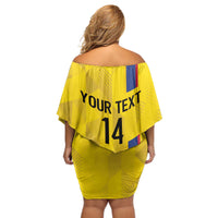 Custom Colombia Football Off Shoulder Short Dress 2024 Vamos La Tricolor - Yellow - Wonder Print Shop