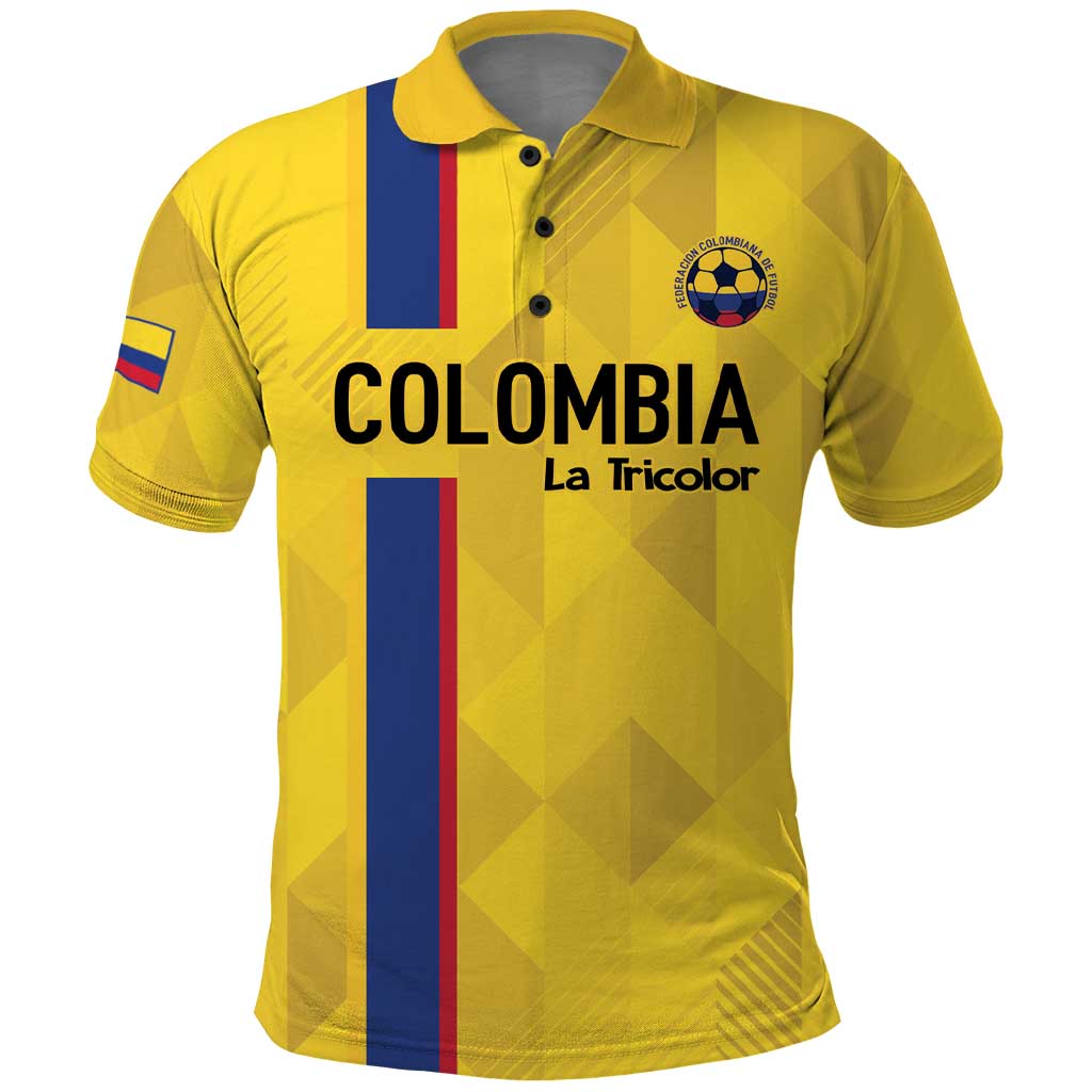 Custom Colombia Football Polo Shirt 2024 Vamos La Tricolor - Yellow - Wonder Print Shop