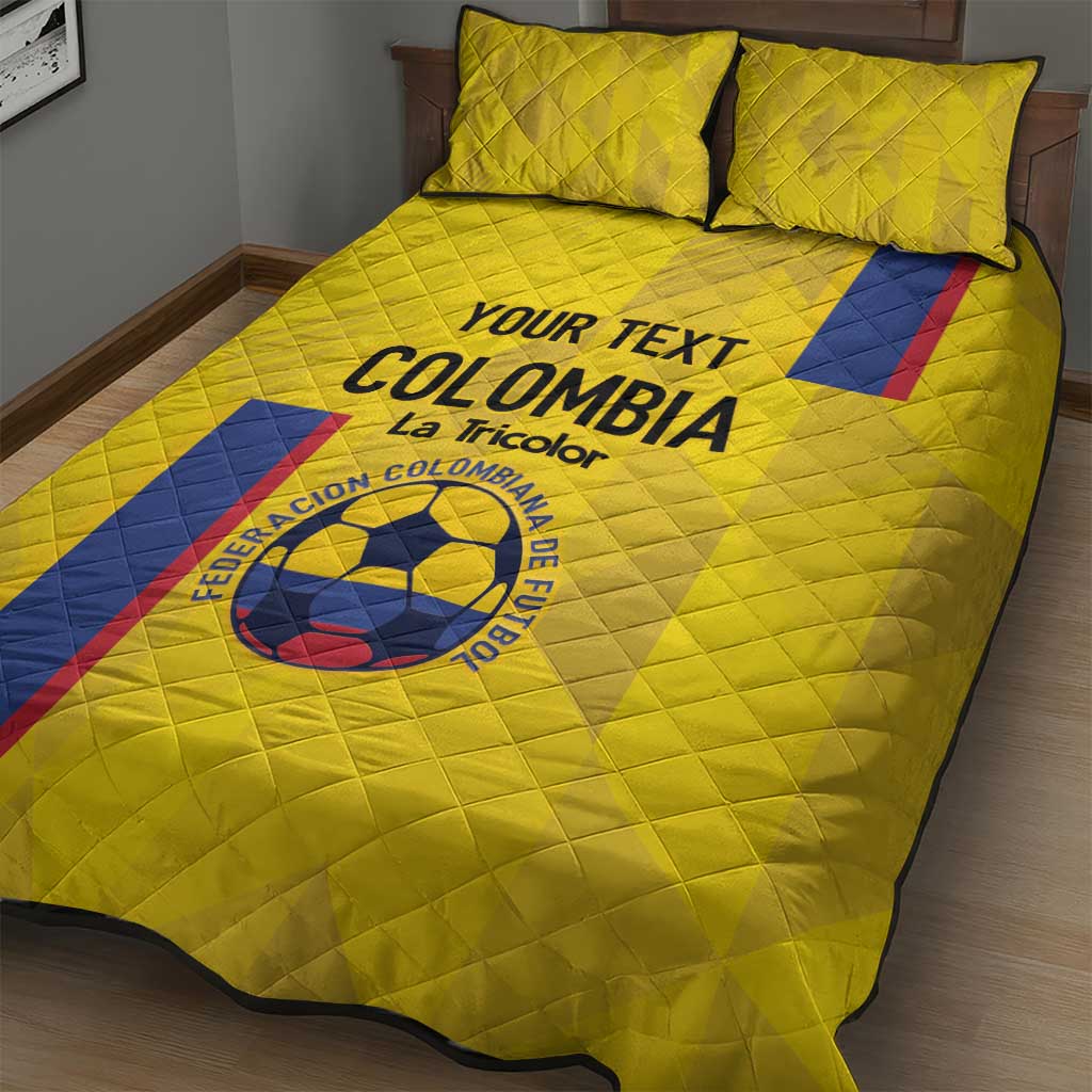 Custom Colombia Football Quilt Bed Set 2024 Vamos La Tricolor - Yellow - Wonder Print Shop