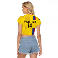 Custom Colombia Football Raglan Cropped T Shirt 2024 Vamos La Tricolor - Yellow - Wonder Print Shop