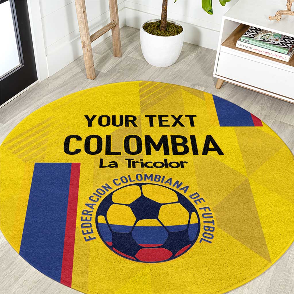 Custom Colombia Football Round Carpet 2024 Vamos La Tricolor - Yellow