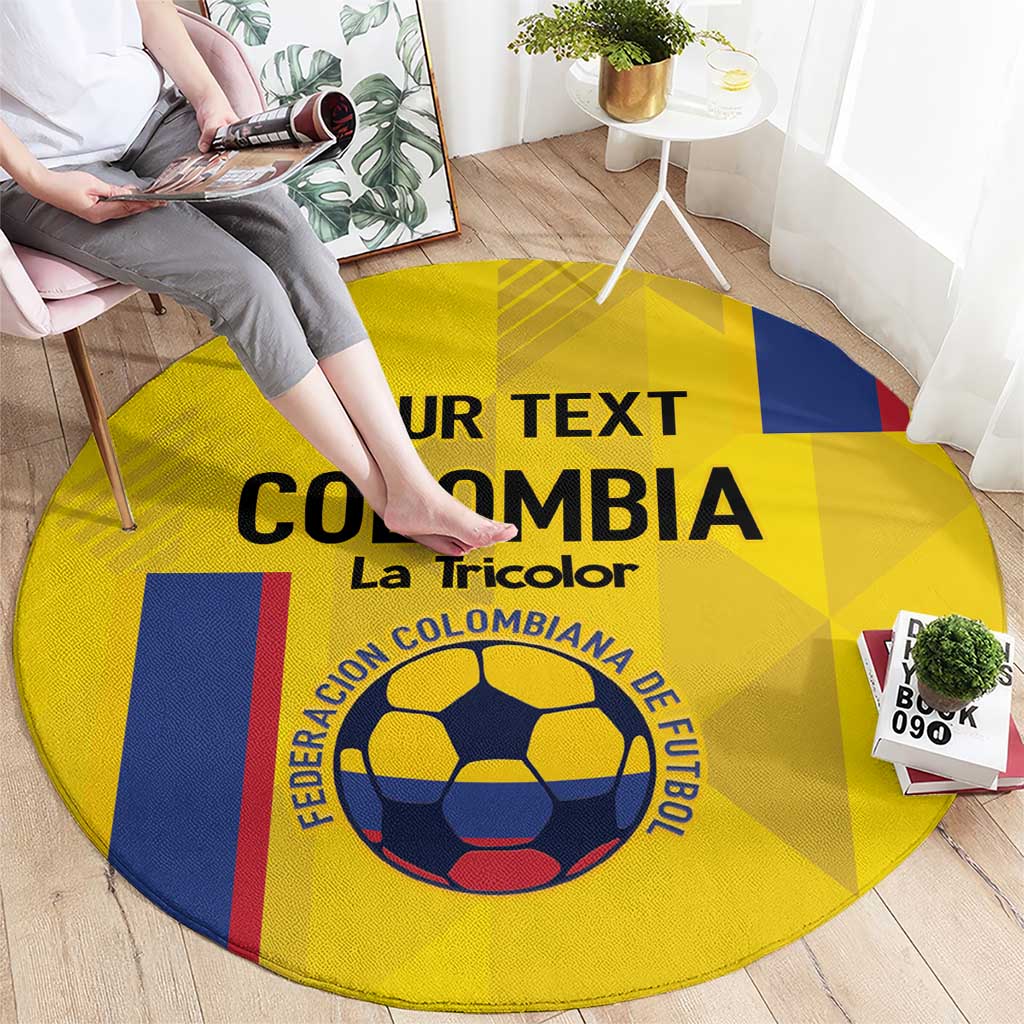 Custom Colombia Football Round Carpet 2024 Vamos La Tricolor - Yellow