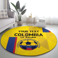 Custom Colombia Football Round Carpet 2024 Vamos La Tricolor - Yellow