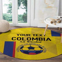 Custom Colombia Football Round Carpet 2024 Vamos La Tricolor - Yellow
