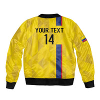 Custom Colombia Football Sleeve Zip Bomber Jacket 2024 Vamos La Tricolor - Yellow - Wonder Print Shop