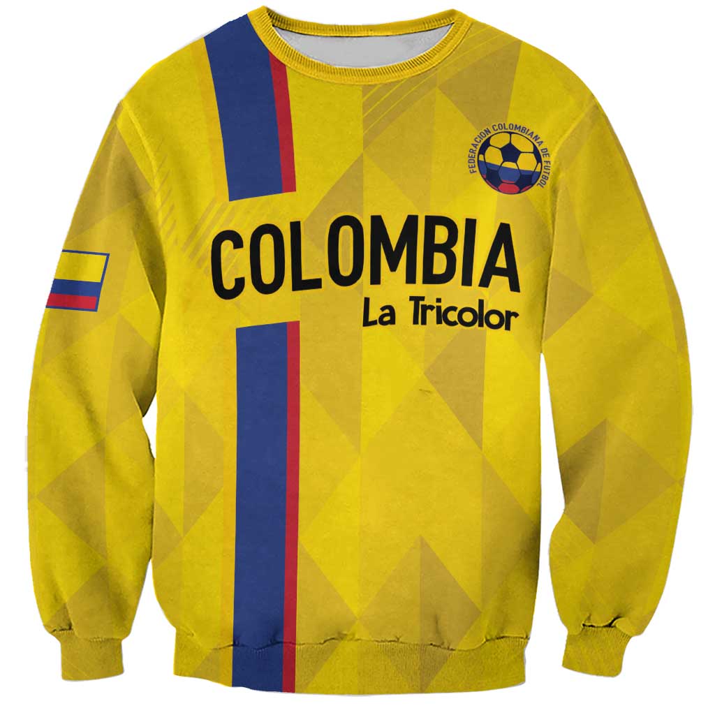 Custom Colombia Football Sweatshirt 2024 Vamos La Tricolor - Yellow - Wonder Print Shop