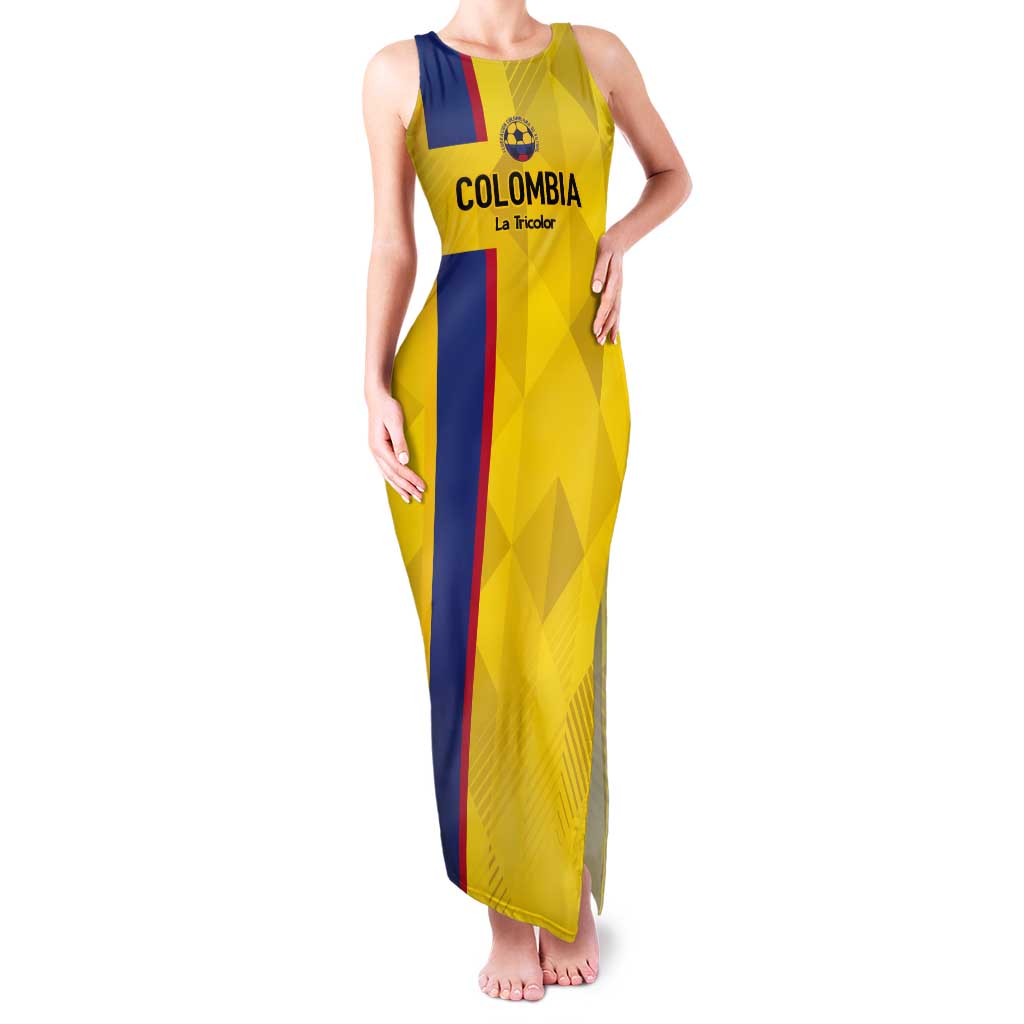 Custom Colombia Football Tank Maxi Dress 2024 Vamos La Tricolor - Yellow - Wonder Print Shop