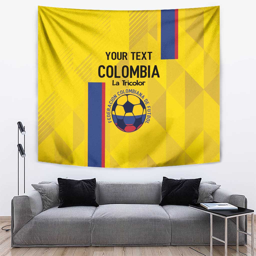 Custom Colombia Football Tapestry 2024 Vamos La Tricolor - Yellow - Wonder Print Shop