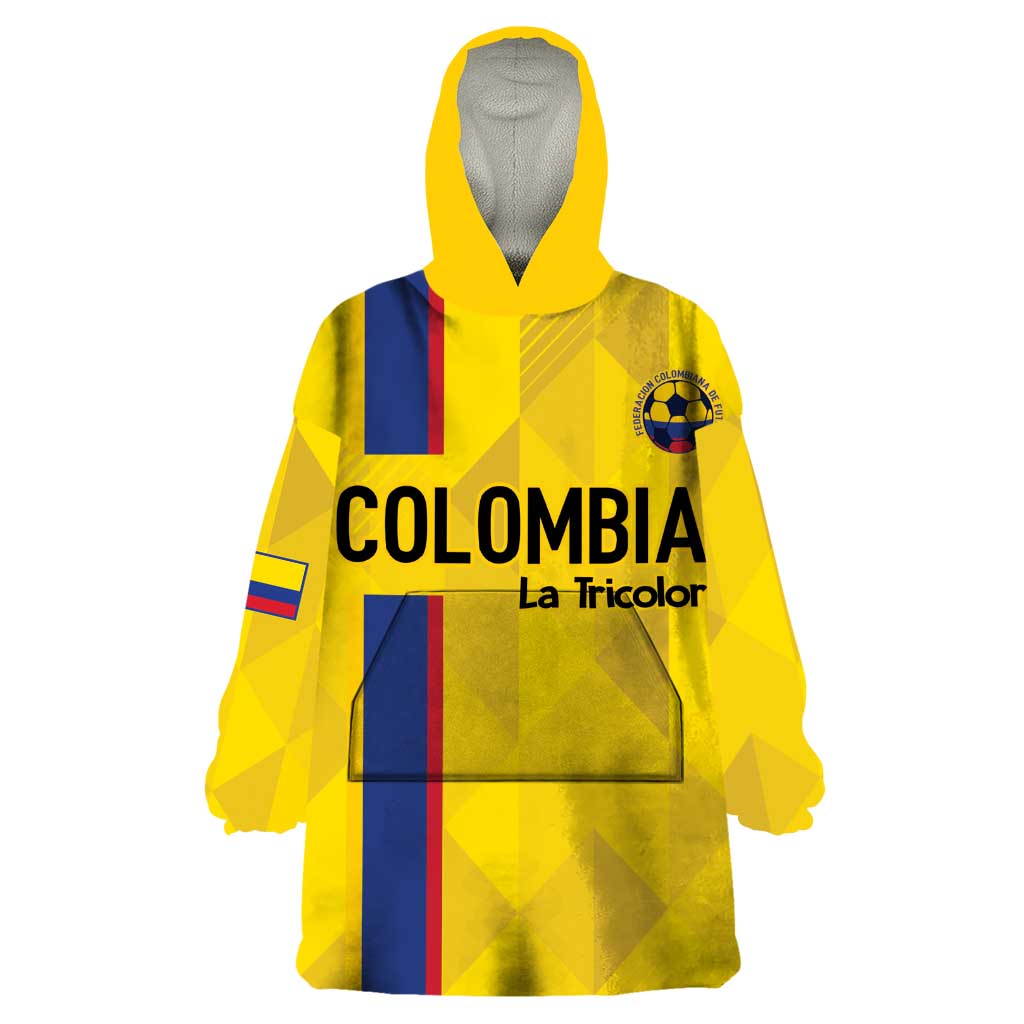 Custom Colombia Football Wearable Blanket Hoodie 2024 Vamos La Tricolor - Yellow - Wonder Print Shop