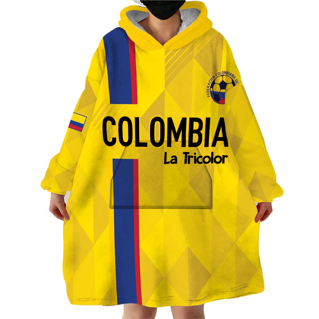 Custom Colombia Football Wearable Blanket Hoodie 2024 Vamos La Tricolor - Yellow - Wonder Print Shop