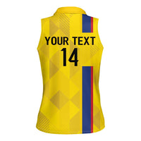 Custom Colombia Football Women Sleeveless Polo Shirt 2024 Vamos La Tricolor - Yellow - Wonder Print Shop