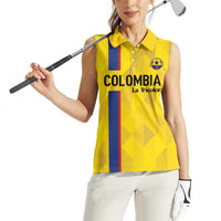 Custom Colombia Football Women Sleeveless Polo Shirt 2024 Vamos La Tricolor - Yellow - Wonder Print Shop
