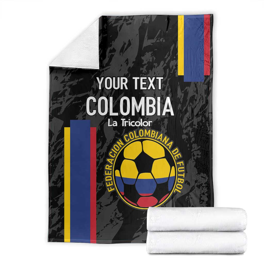 Custom Colombia Football Blanket 2024 Vamos La Tricolor - Black