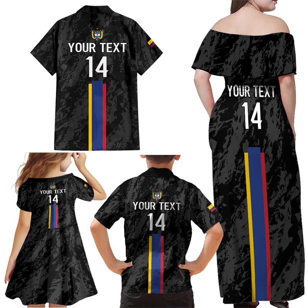 Custom Colombia Football Family Matching Off Shoulder Maxi Dress and Hawaiian Shirt 2024 Vamos La Tricolor - Black - Wonder Print Shop