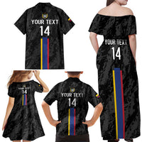 Custom Colombia Football Family Matching Off Shoulder Maxi Dress and Hawaiian Shirt 2024 Vamos La Tricolor - Black - Wonder Print Shop